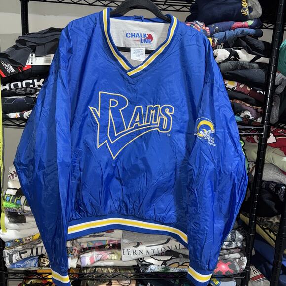 Vintage 90s Chalk Line NFL Rams Pullover Jacket Size Xl - Picture 1 of 8